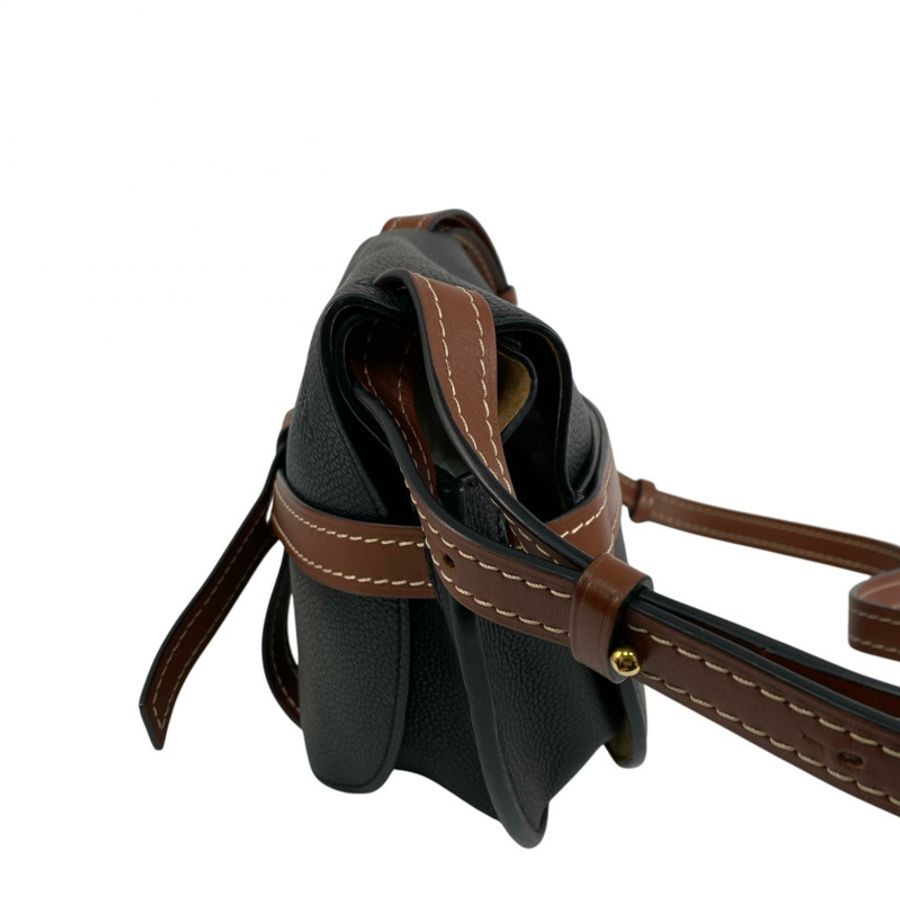☆ LOEWE 羅意威 Black And Brown Calfskin Gate Shoulder Bag 黑色和啡色小牛皮肩背包-267012143-3