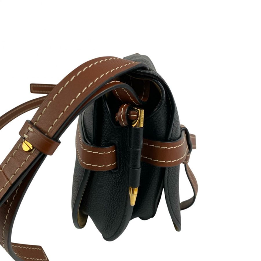 ☆ LOEWE 羅意威 Black And Brown Calfskin Gate Shoulder Bag 黑色和啡色小牛皮肩背包-267012143-4