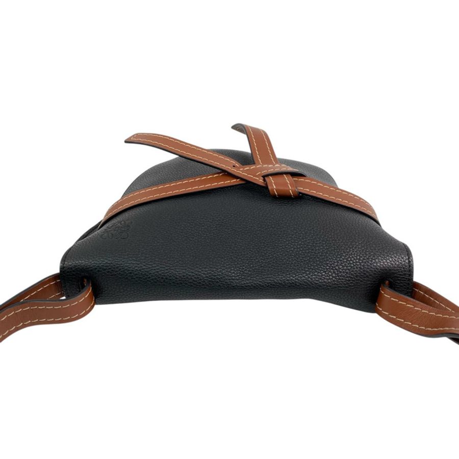 ☆ LOEWE 羅意威 Black And Brown Calfskin Gate Shoulder Bag 黑色和啡色小牛皮肩背包-267012143-11