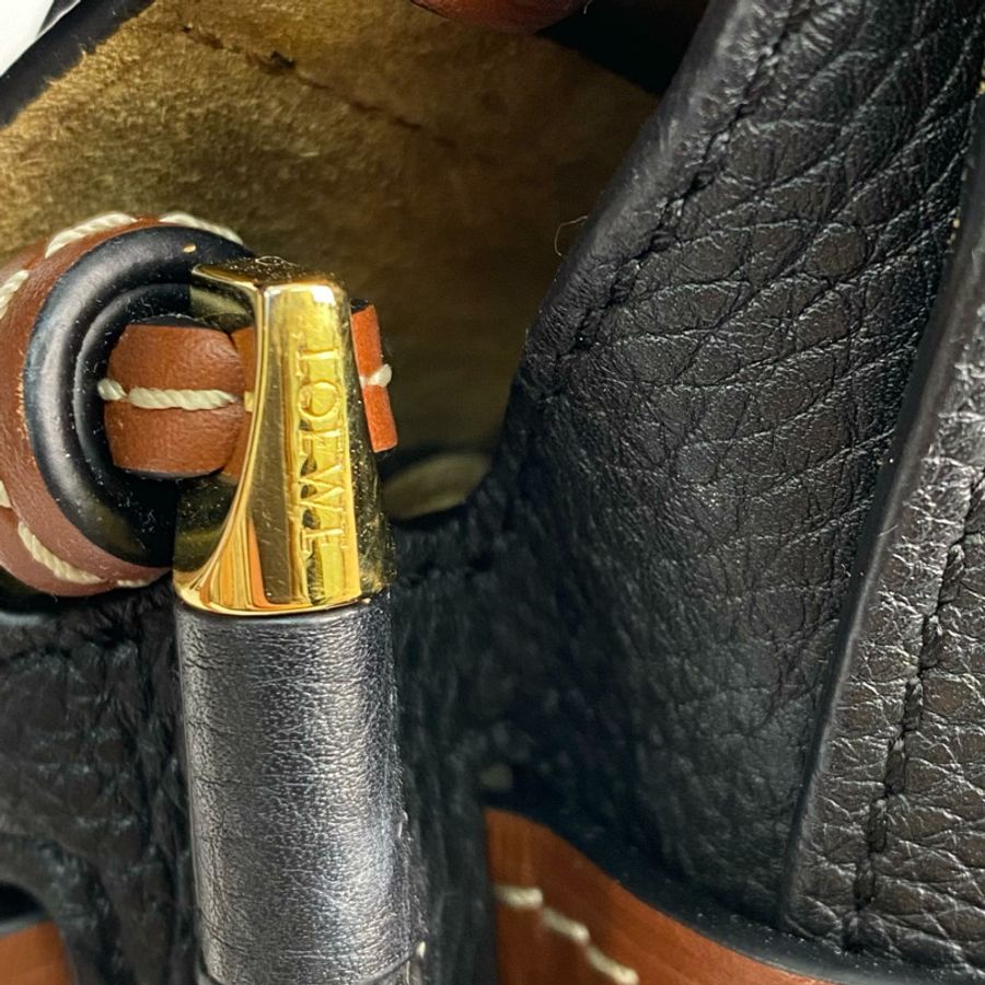 ☆ LOEWE 羅意威 Black And Brown Calfskin Gate Shoulder Bag 黑色和啡色小牛皮肩背包-267012143-13