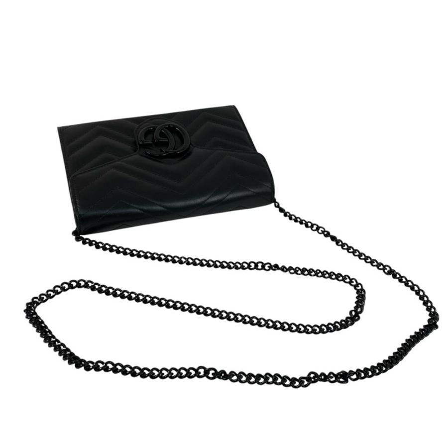 ☆ GUCCI 古馳 Black Calfskin Marmont Chain Crossbody Bag 黑色小牛皮鏈條斜揹袋 474575-267012141-9