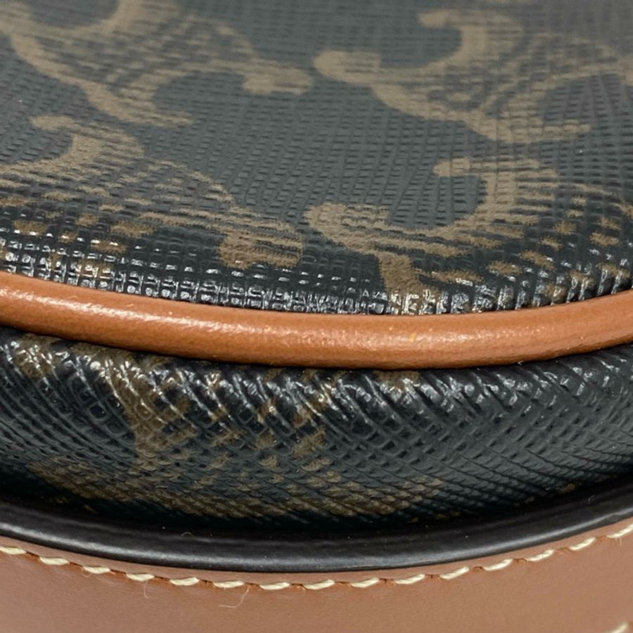 ☆ CELINE 思琳 Black Brown Coated Canvas Ava Triomphe Shoulder Bag 黑色啡色塗層帆布肩背包-267012412-8