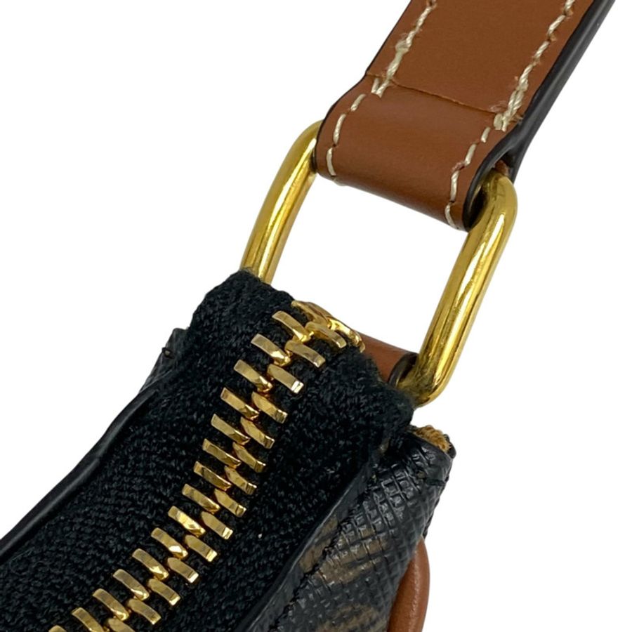 ☆ CELINE 思琳 Black Brown Coated Canvas Ava Triomphe Shoulder Bag 黑色啡色塗層帆布肩背包-267012412-11