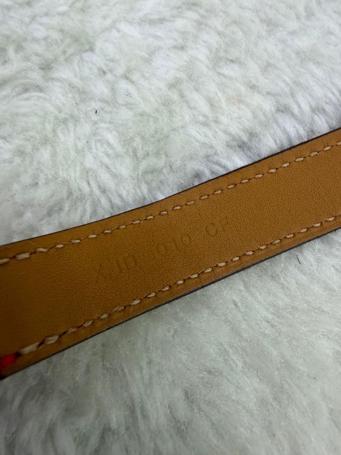 HERMES EpsomE#Drag Double Tour Bracelet金扣手鐲Rose Jaipur蜜桃粉色-5
