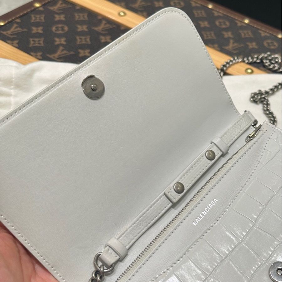 Balenciaga巴黎世家 Bbag 白色鰐魚紋鏈條包 wocp-4