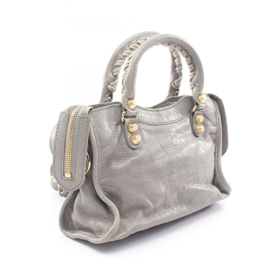 BALENCIAGA Giant Mini City 單肩斜背包 309544 皮革 灰色 二手-1