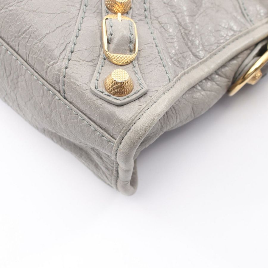 BALENCIAGA Giant Mini City 單肩斜背包 309544 皮革 灰色 二手-4