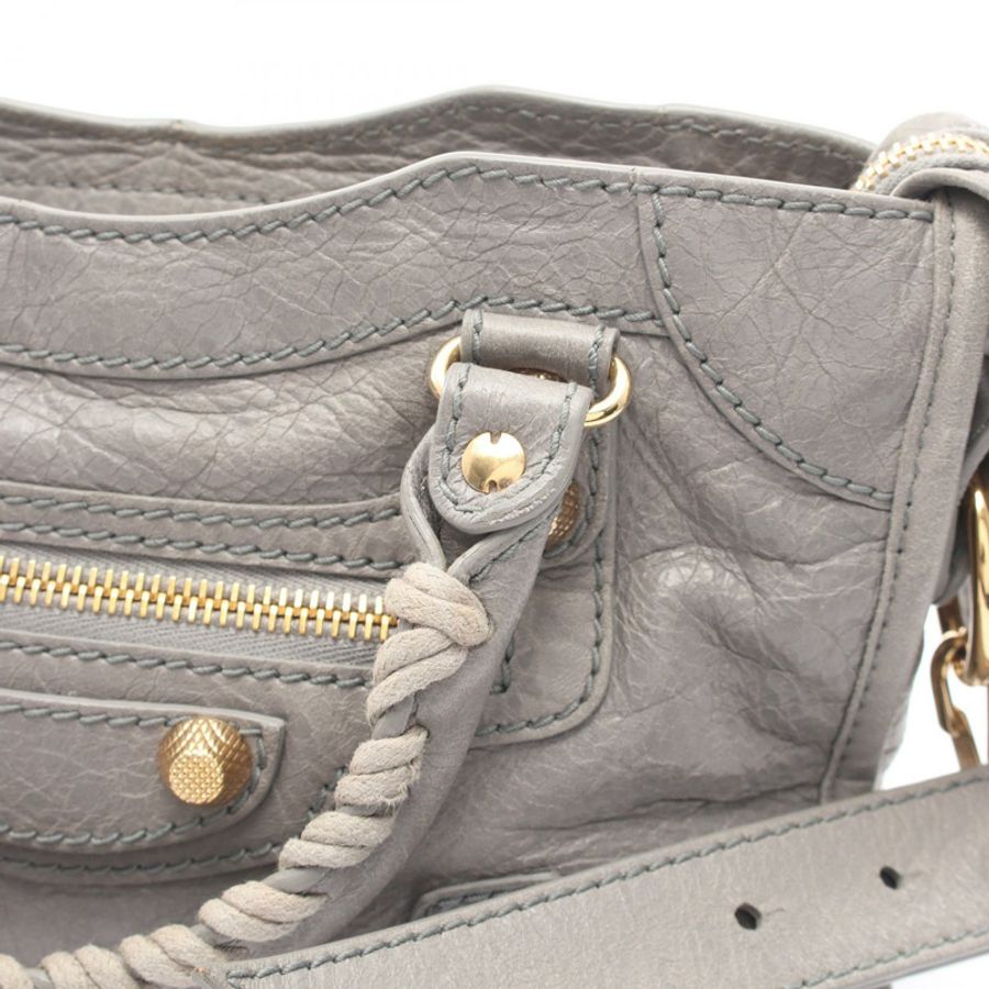 BALENCIAGA Giant Mini City 單肩斜背包 309544 皮革 灰色 二手-6