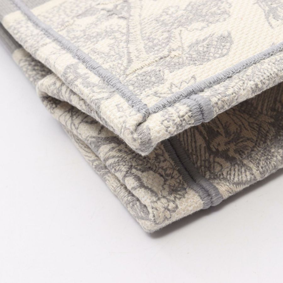 Christian Dior BOOK 中號 Toile de Jouy 帆布手袋 灰色 白色 二手 女士-5