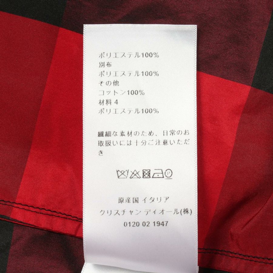 Christian Dior 格紋尼龍連帽夾克,聚酯纖維混紡,紅黑配色,XS碼,二手女款-3