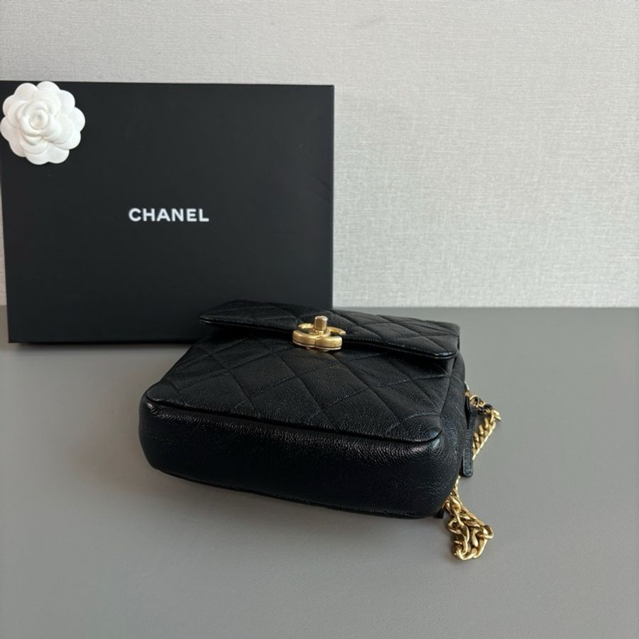 💎Chanel香奈兒|22p ado雙肩包 黑金荔枝皮小書包|98新芯片款-5