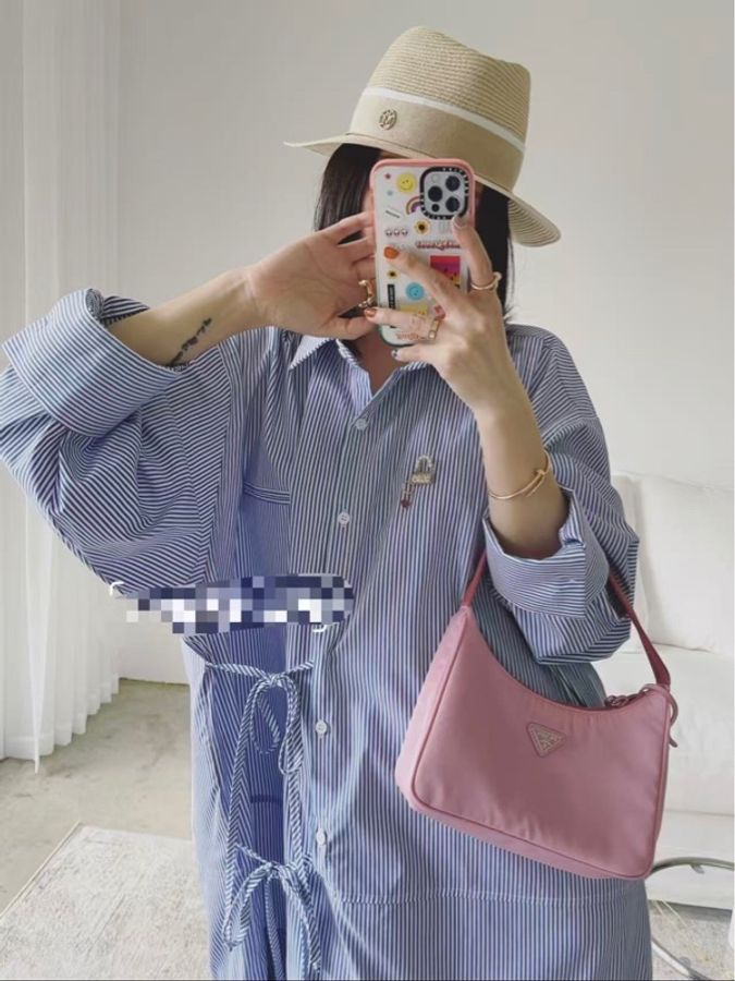 💗 PRADA Re-Edition Hobo 粉色尼龍腋下包 💗-0