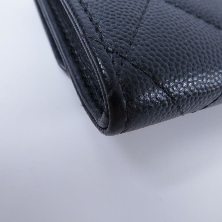CHANEL 牛皮皮革Filigree Vanity CC Wallet零錢包-10