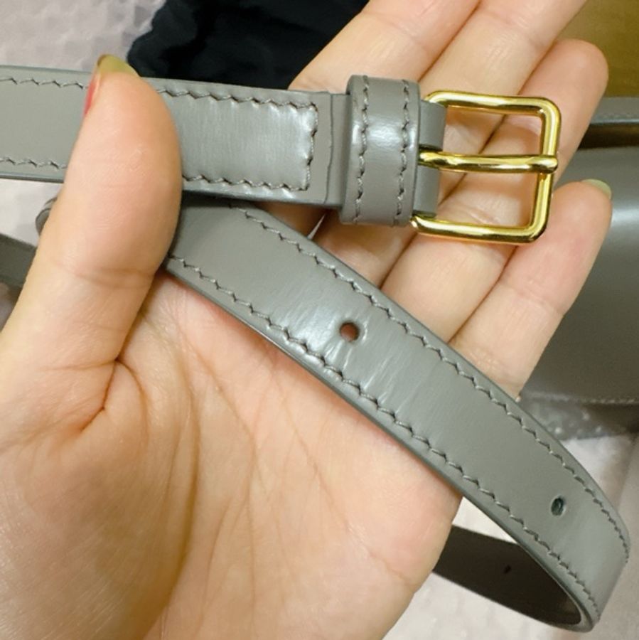 CELINE Teen Triomphe亮澤牛皮革 凱旋包 鵝鑾石灰-14