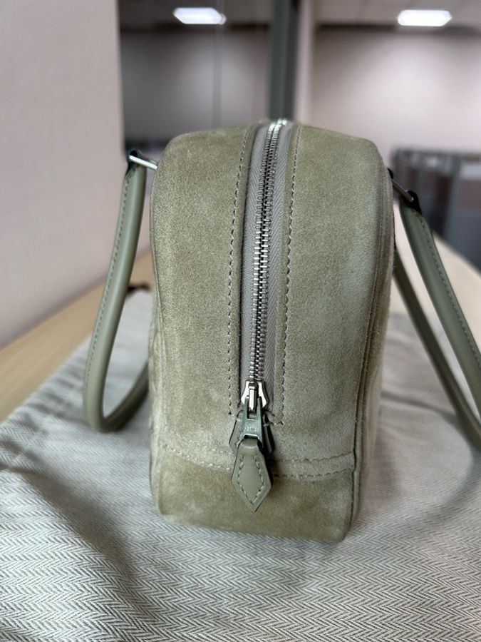 愛馬仕 HERMES MINI PLUME 麂皮拚swift 淡棕色 A刻-9