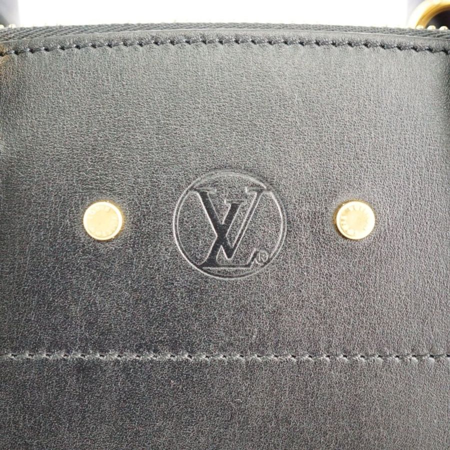 LV City Steamer MM 金扣黑拼淺咖啡色公事包 手提包-17