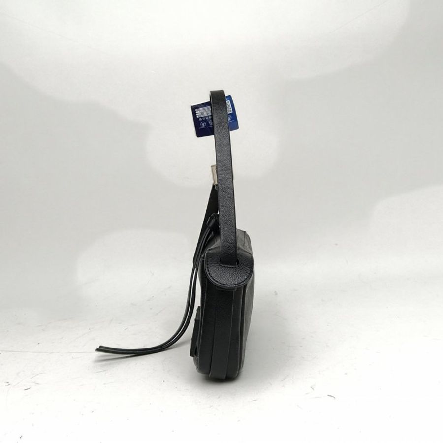 FENDI 黑色牛皮銀扣雙F單肩包肩背包-1