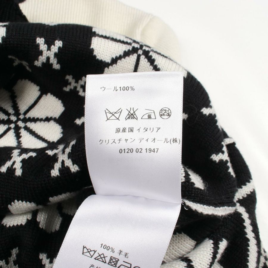 Christian Dior 花卉針織衫 6E24505AM515 羊毛 米色 黑色 #34 二手 女款-3
