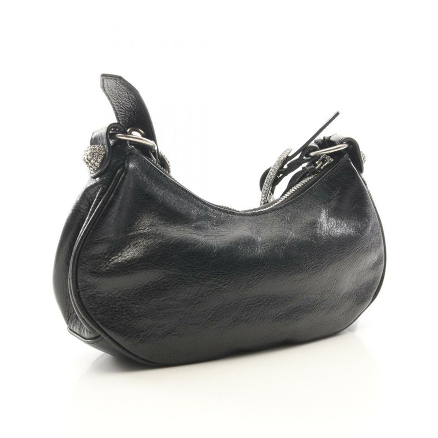 巴黎世家 (BALENCIAGA) LE CAGOLE XS 水鑽肩斜背包 671309 皮革 BK 二手-1