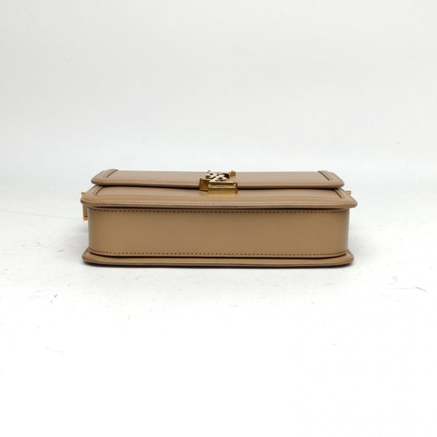 SAINT LAURENT SolferinoBox中號奶茶色牛皮金扣肩背包-4