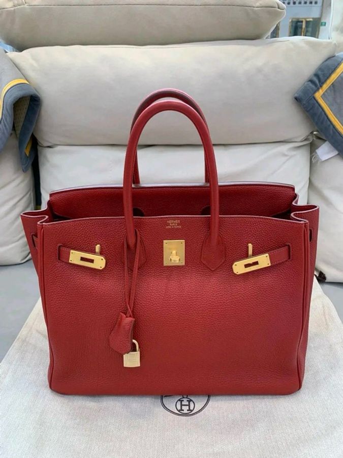 Hermes 愛馬仕 birkin 35 紅色 togo皮-0