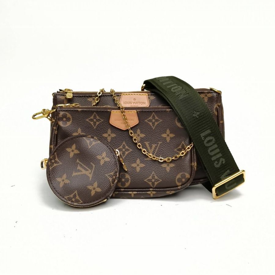 LOUIS VUITTON MultiPochette五合一綠肩帶老花PVC肩背包-0
