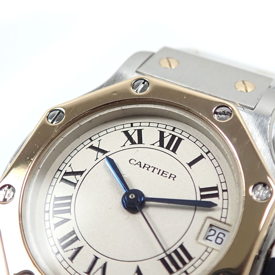 卡地亞 Santos Octagon SM 女士石英腕錶,不鏽鋼及 18K 黃金材質,型號 W2001683/187903,電池驅動-2