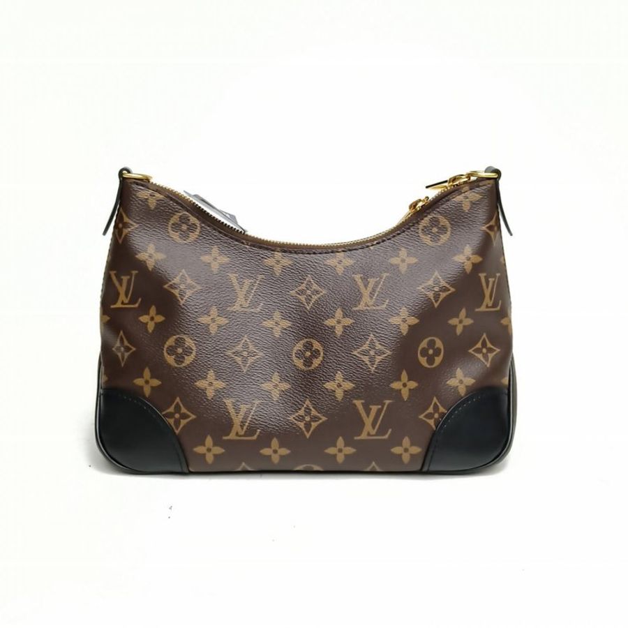 LOUIS VUITTON BOULOGNE牛角包黑色PVC晶片老花肩背包-2