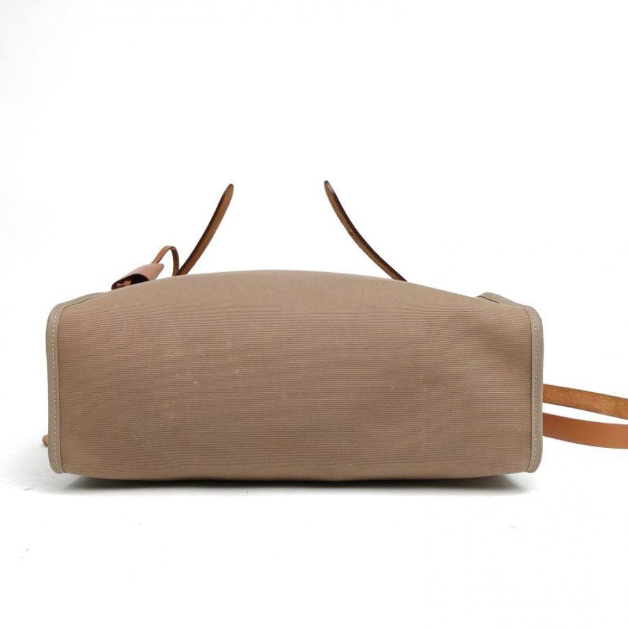 HERMES Herbag3118大象灰帆布A刻銀扣肩背包-4