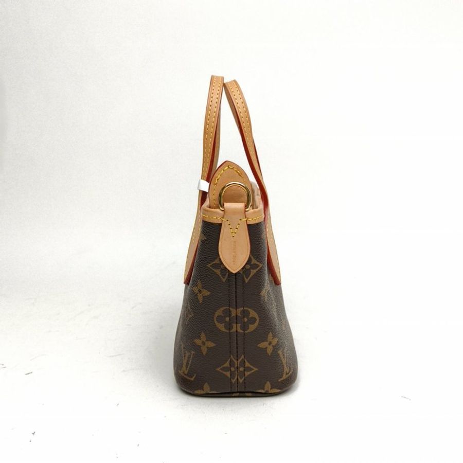 LOUIS VUITTON NeverfullBB米棕寬肩帶老花PVC金扣晶片肩背包-1