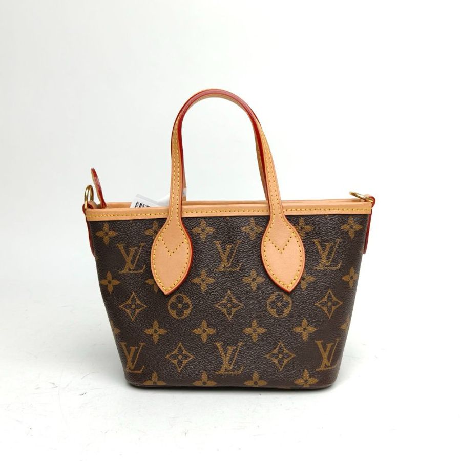 LOUIS VUITTON NeverfullBB米棕寬肩帶老花PVC金扣晶片肩背包-2