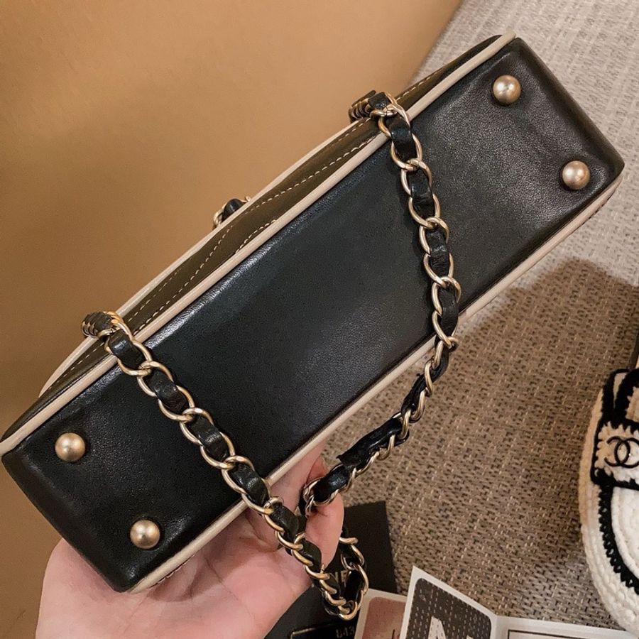 【近新閒置品】超值福利💰Chanel稀有牛皮黑白邊單肩背斜背鏈條包cf 有標、卡齊全-3