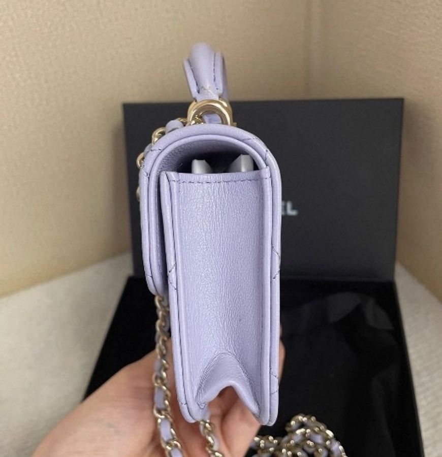 CHANEL Mini Top Handle Flap Bag Lavender 小羊皮手提鏈袋-2