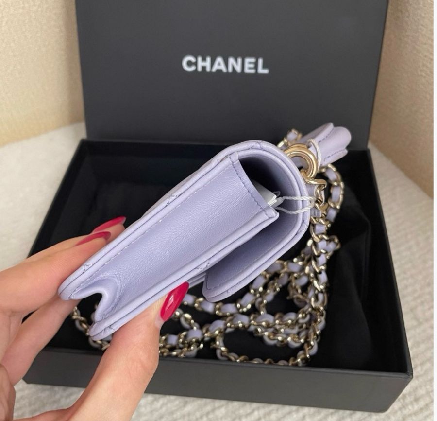CHANEL Mini Top Handle Flap Bag Lavender 小羊皮手提鏈袋-15