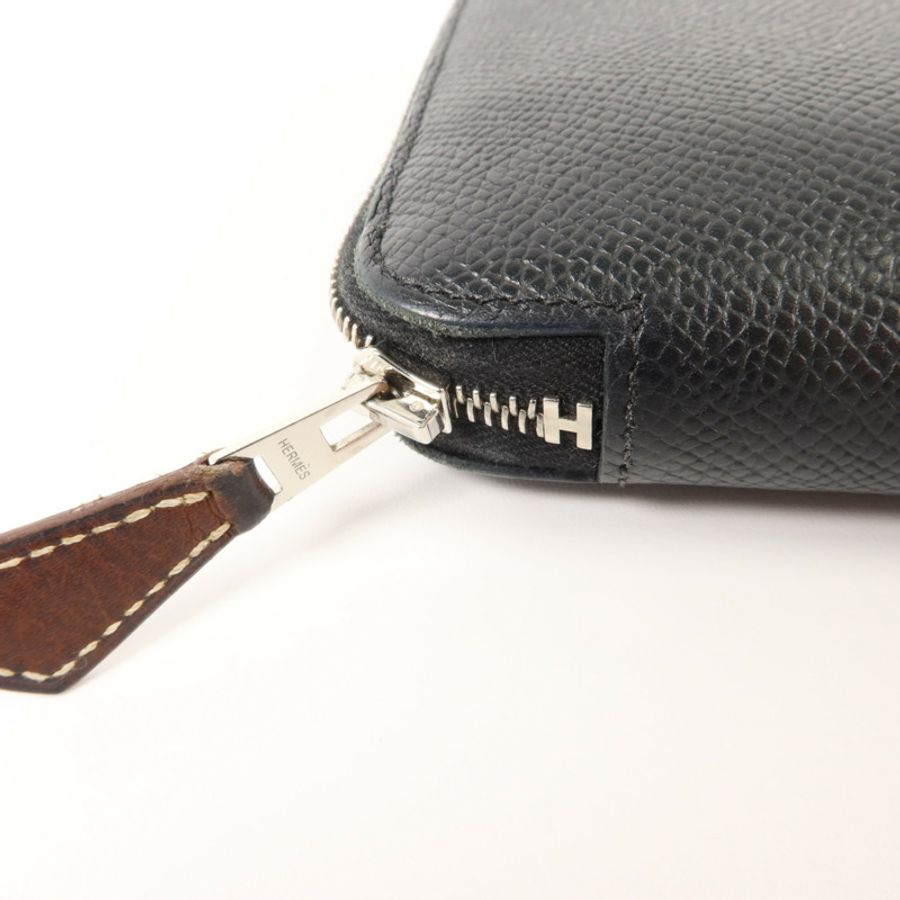HERMES Epsom皮革Silk In Classique Long Wallet長錢包Noir-8
