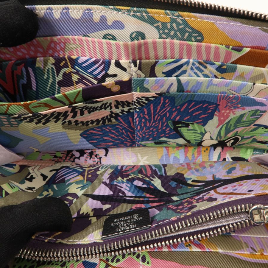 HERMES Epsom皮革Silk In Classique Long Wallet長錢包Noir-9