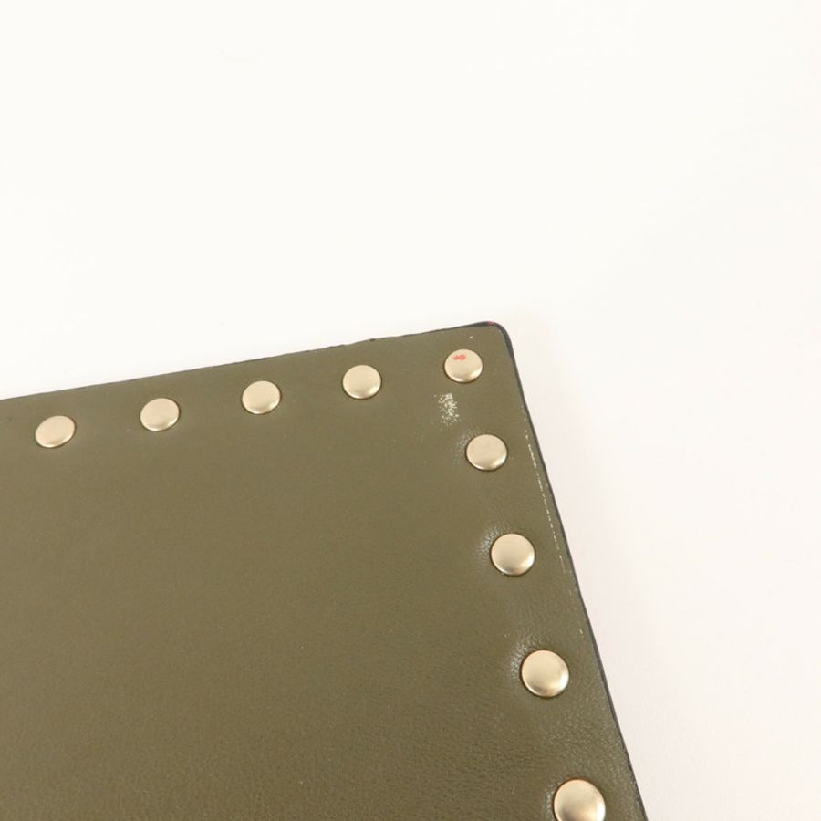 Valentino 帆布/牛皮皮革Camouflage Rockstud Wristlet Clutch手拿包-19