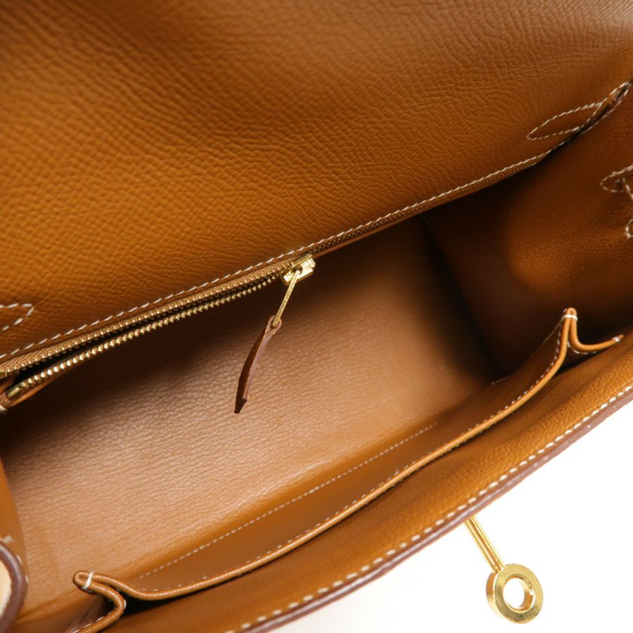 HERMES Epsom皮革Kelly 25手挽肩背兩用袋Gold-4