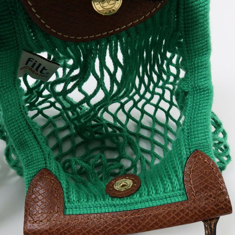 Longchamp 棉質/皮革Le Pliagr Mesh Bag XS手挽肩背兩用袋-4