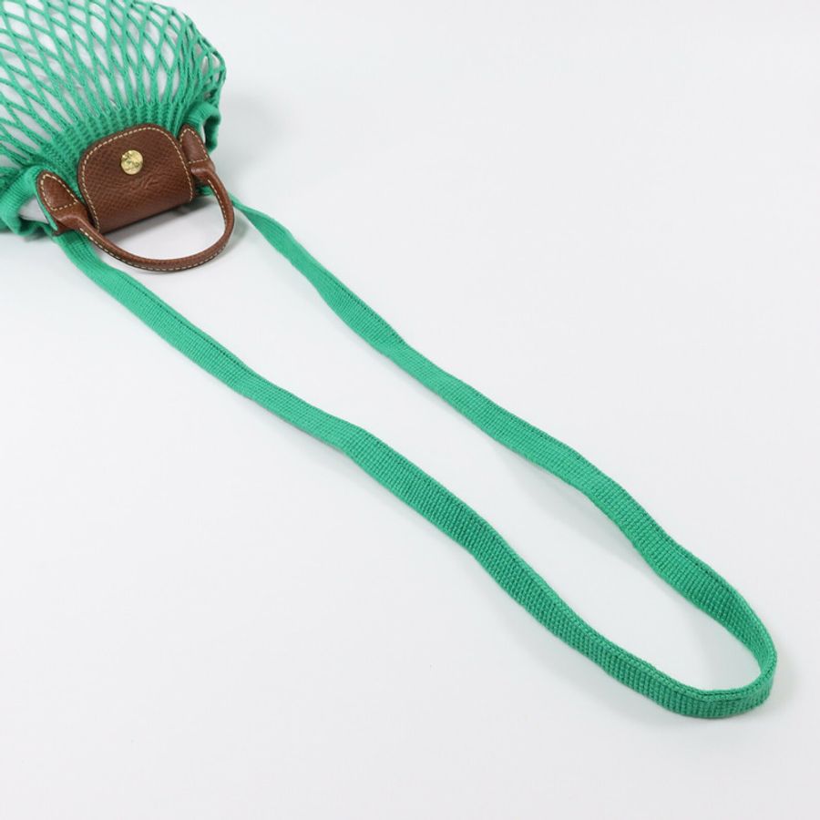Longchamp 棉質/皮革Le Pliagr Mesh Bag XS手挽肩背兩用袋-8