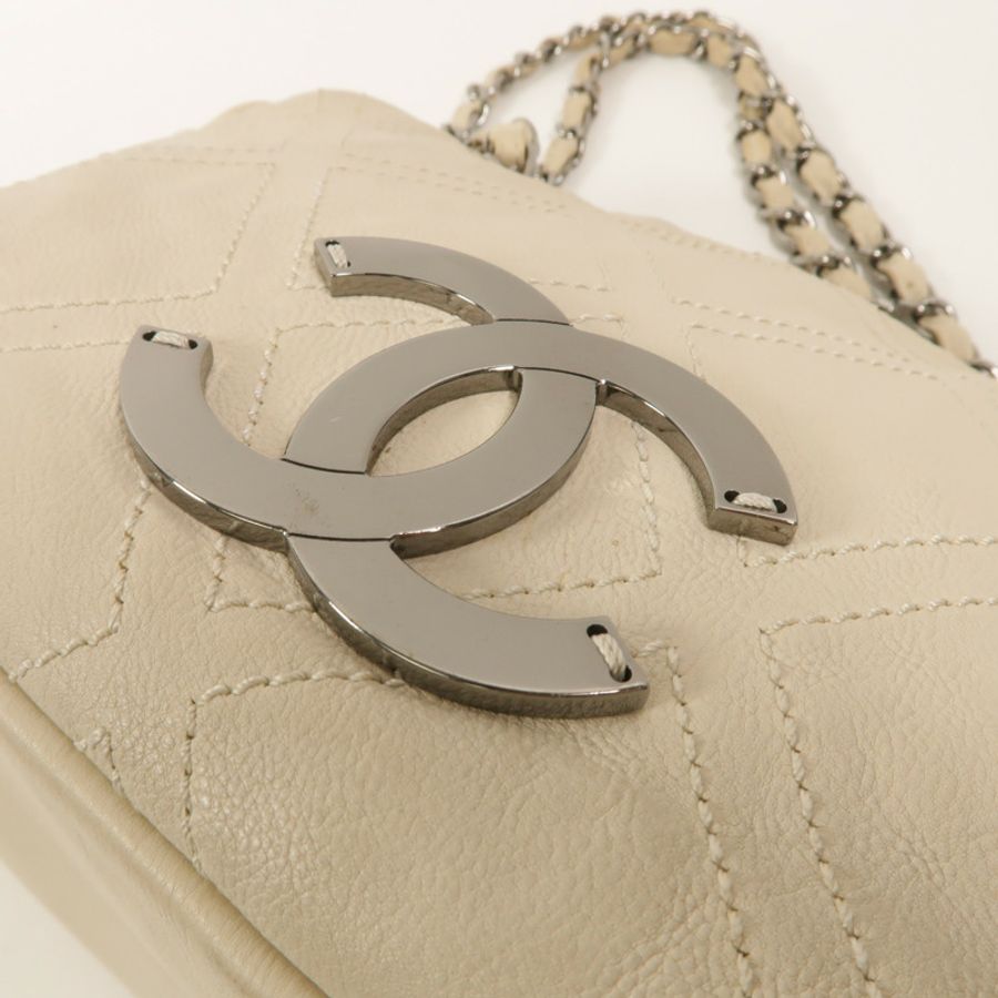 CHANEL 牛皮皮革Diamond Stitch Tote Bag鏈帶肩背袋-8