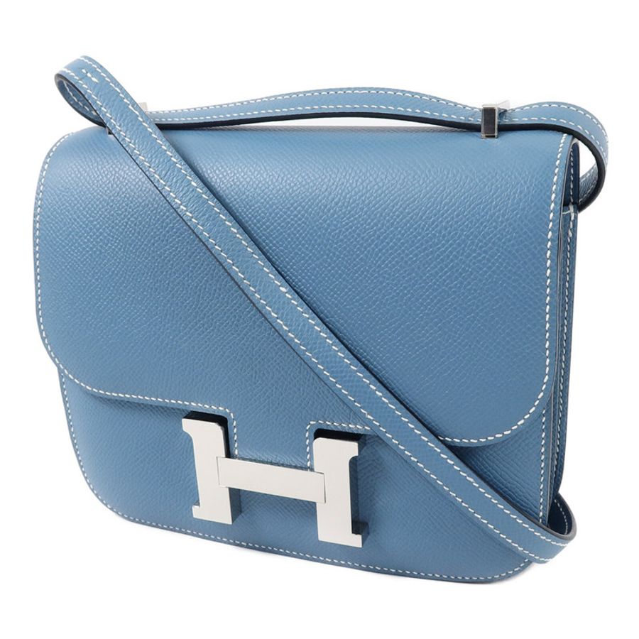 HERMES Epsom皮革Constance Mini肩背袋New Bleu Jean-2