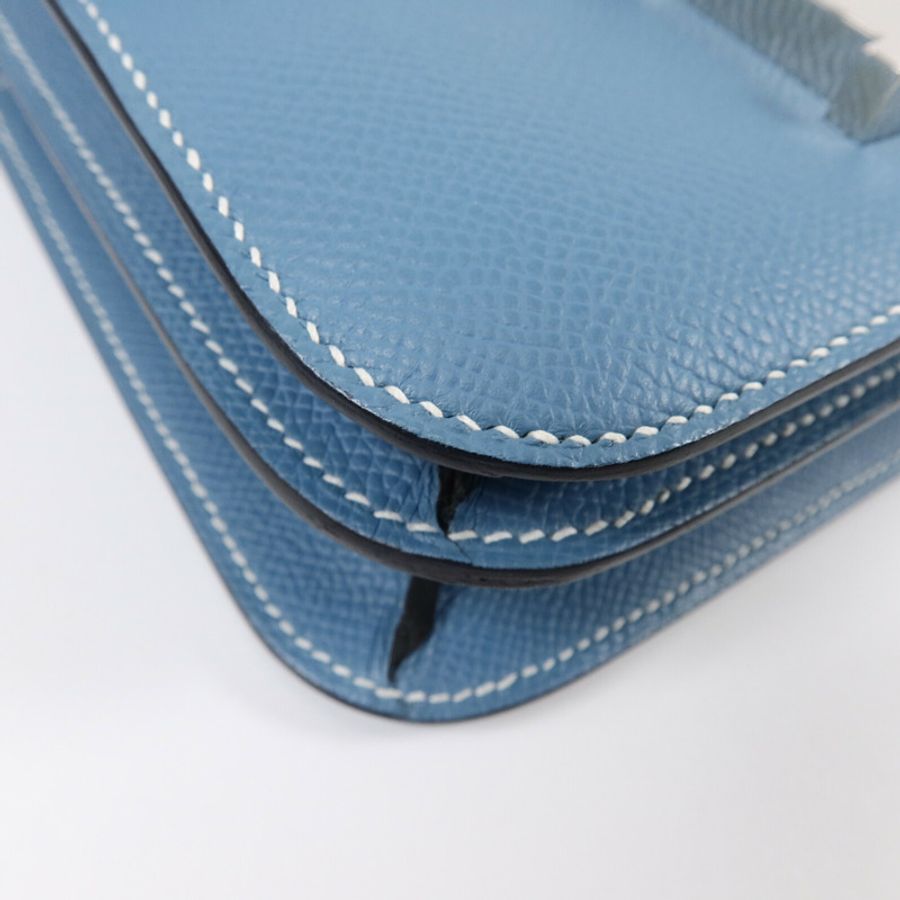 HERMES Epsom皮革Constance Mini肩背袋New Bleu Jean-10