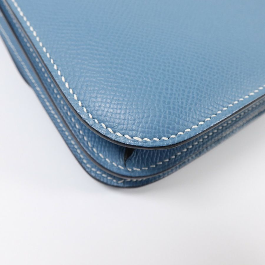 HERMES Epsom皮革Constance Mini肩背袋New Bleu Jean-12