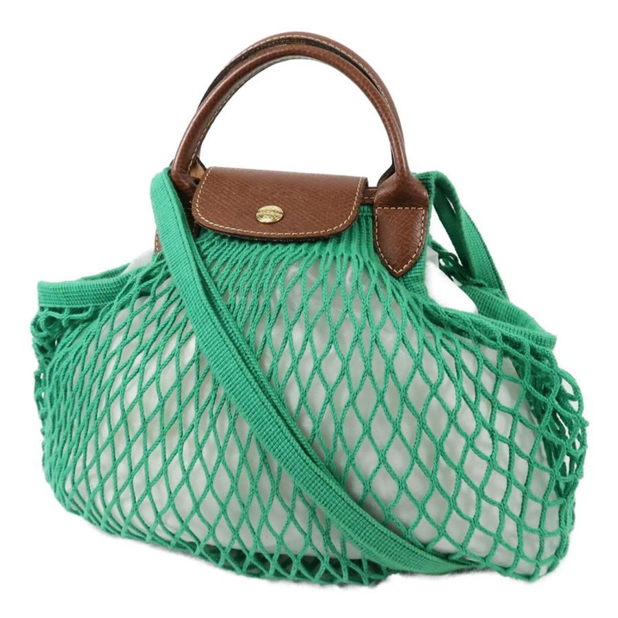 Longchamp 棉質/皮革Le Pliage Filet L手挽肩背兩用袋-2