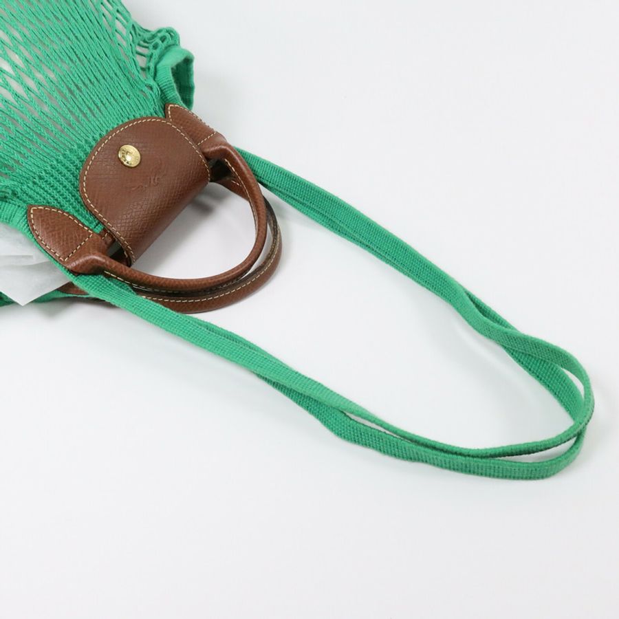 Longchamp 棉質/皮革Le Pliage Filet L手挽肩背兩用袋-6