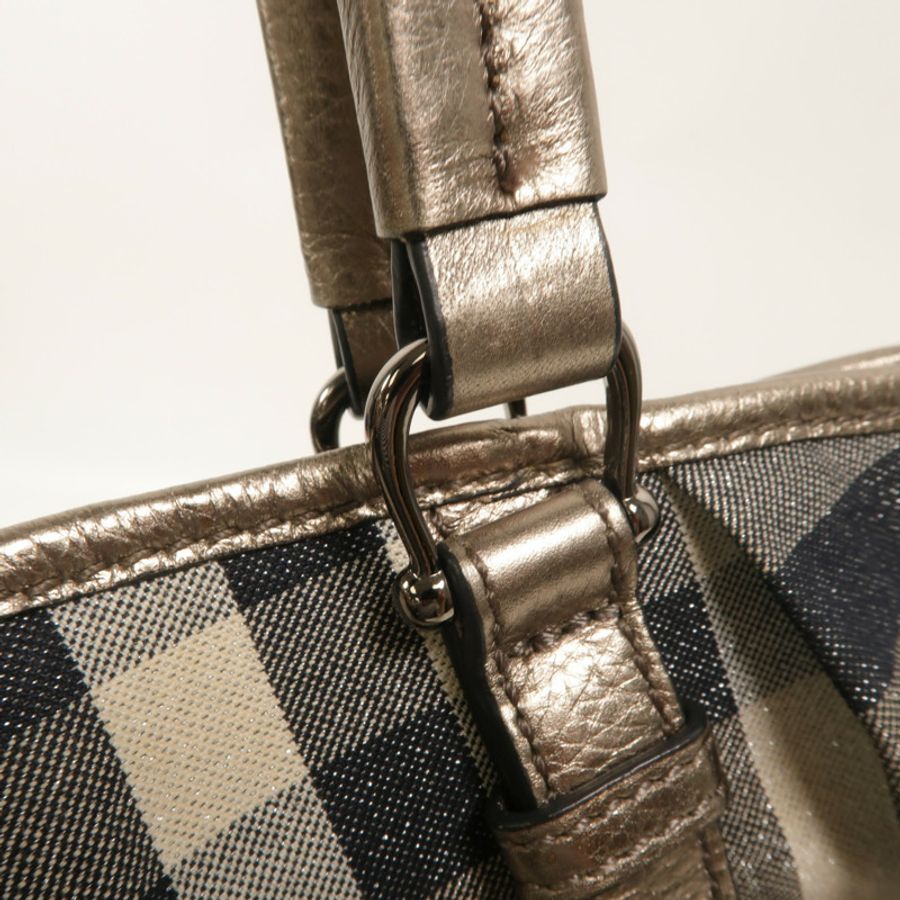 BURBERRY 帆布Beat Check Lowry Tote手挽肩背兩用袋-15