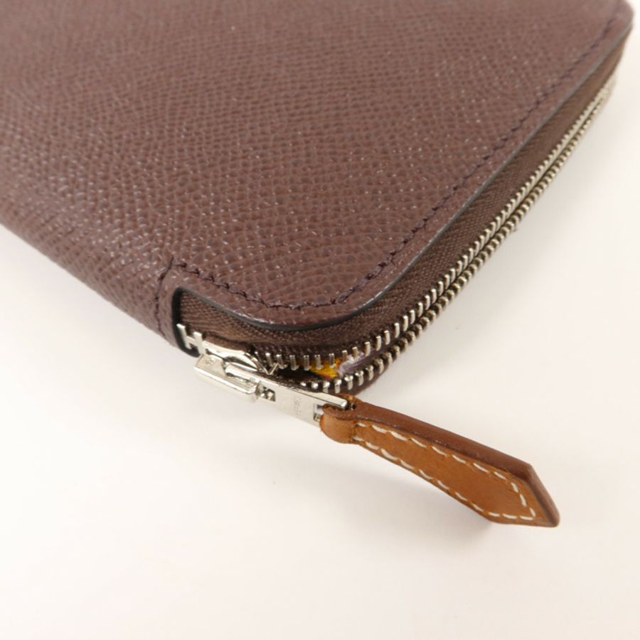 HERMES Epsom皮革Silk In Long Wallet長錢包Rouge Sellier-14
