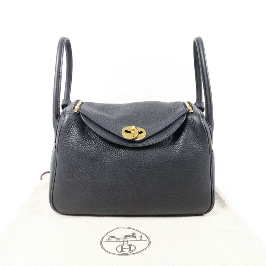 HERMES Clemence皮革Lindy 26手挽肩背兩用袋Noir-9