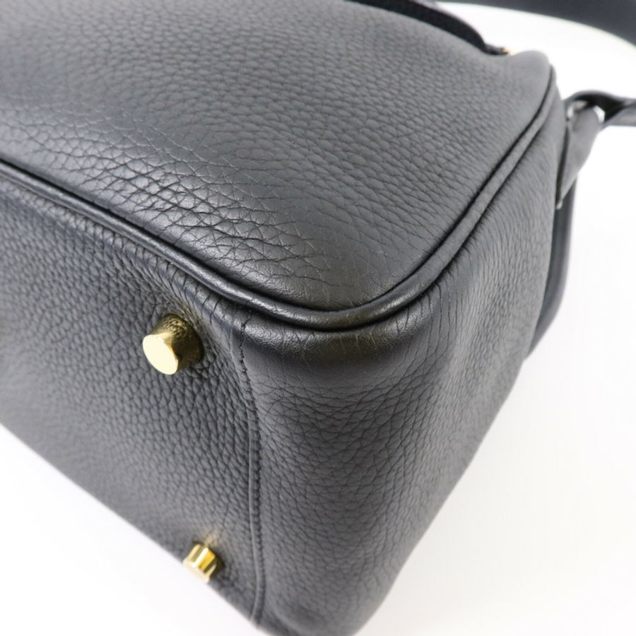 HERMES Clemence皮革Lindy 26手挽肩背兩用袋Noir-10